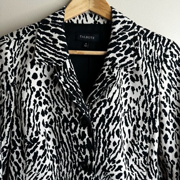 Talbots Zebra Print Blazer Jacket Womens Size 12 Preppy Academia Office Career - Picture 2 of 12